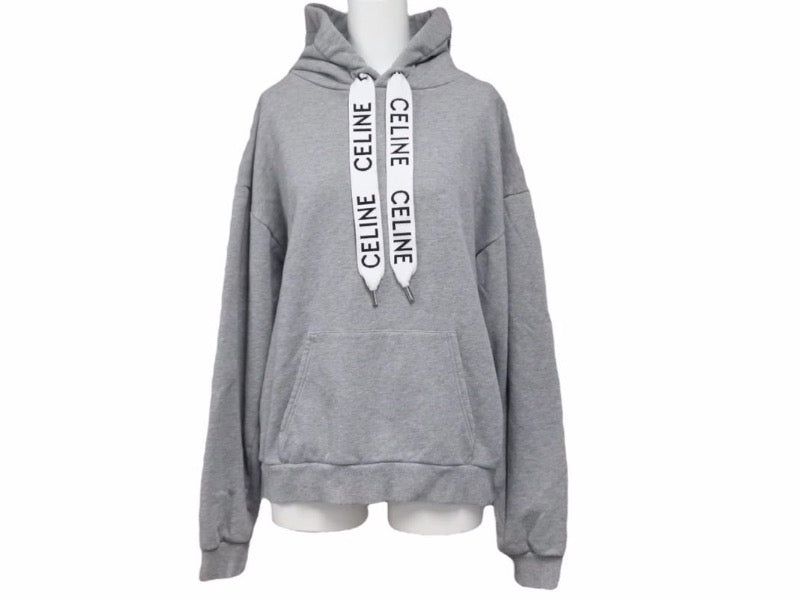 CELINE セリーヌ 21AW ロゴドロープルオーバーパーカー ルーズスウェット 2Y468052H ライトグレー 中古 40494