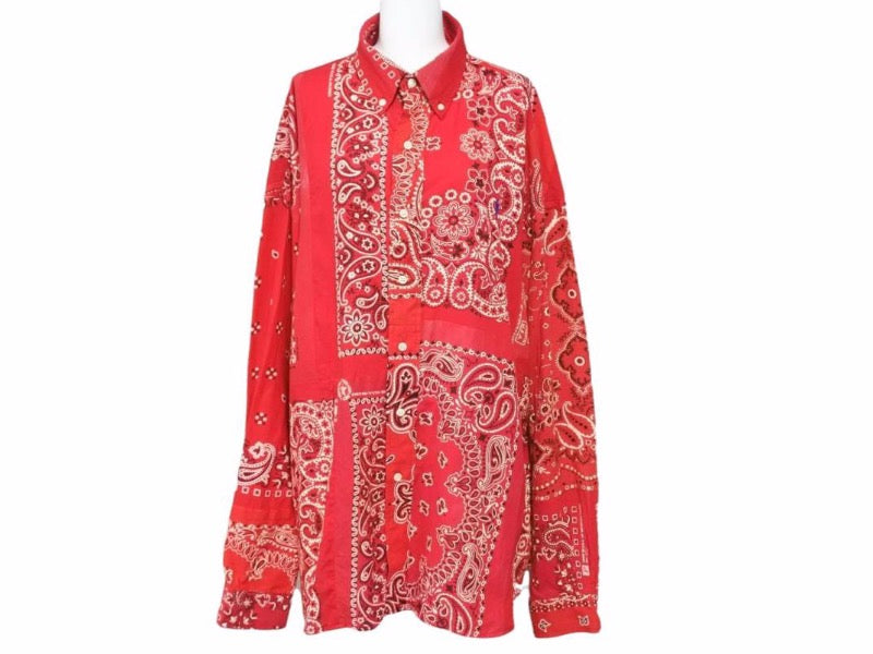 READYMADE レディメイド シャツ ヴィンテージ バンダナ 再構築 シャツ 赤 レッド RE-CO-CO-00-00-139 美品 40507