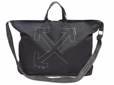 OFF-WHITE オフホワイト 2WAYトートバッグ ショルダーバッグ VIRGIL ABLOH ヴァージルアブロー ブラック シルバー 美品 40575 