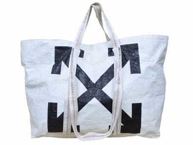 OFF WHITE オフホワイト 2WAY バックショッパー トートバッグ クロスアローロゴ ハンドバッグ 肩掛け ホワイト 中古 40576 