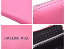 Load image into Gallery viewer, BALENCIAGA バレンシアガ 二つ長財布 ロングウォレット ラウンドファスナー ブランドロゴ ピンク 中古 40630