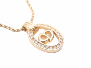 CHRISITAN DIOR クリスチャンディオール CD ロゴ ネックレス ラインストーン レディース 美品 中古 40711