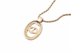 CHRISITAN DIOR クリスチャンディオール CD ロゴ ネックレス ラインストーン レディース 美品 中古 40711