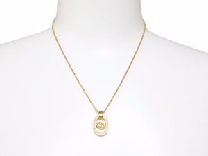 CHRISITAN DIOR クリスチャンディオール CD ロゴ ネックレス ラインストーン レディース 美品 中古 40711