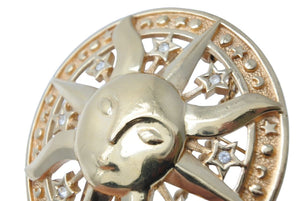 Christian Dior クリスチャンディオール ネックレス ブローチ メダル 太陽モチーフ GP ラインストーン ゴールド 良品 中古 40716