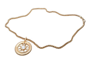 Christian Dior クリスチャンディオール ネックレス メダル ロングチェーン CDロゴ ゴールド GP カラーストーン 美品 中古 40718