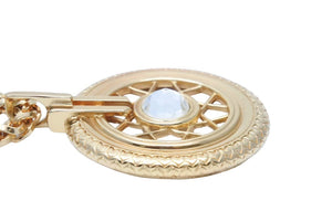 Christian Dior クリスチャンディオール ネックレス メダル ロングチェーン CDロゴ ゴールド GP カラーストーン 美品 中古 40718
