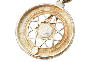 Christian Dior クリスチャンディオール ネックレス メダル ロングチェーン CDロゴ ゴールド GP カラーストーン 美品 中古 40718