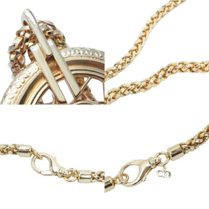 Christian Dior クリスチャンディオール ネックレス メダル ロングチェーン CDロゴ ゴールド GP カラーストーン 美品 中古 40718