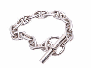 新刻 HERMES エルメス シェーヌダンクル MM 15コマ ブレスレット 55.1g 19.5cm シルバー 925 アクセサリー 美品 40723