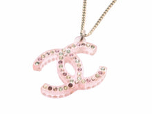 画像をギャラリービューアに読み込む, CHANEL シャネル ココマーク ロゴ ジュエリー ラインストーン ネックレス ペンダント 04A クリア ピンク ゴールド 中古 40757
