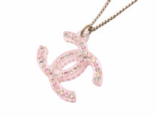 画像をギャラリービューアに読み込む, CHANEL シャネル ココマーク ロゴ ジュエリー ラインストーン ネックレス ペンダント 04A クリア ピンク ゴールド 中古 40757