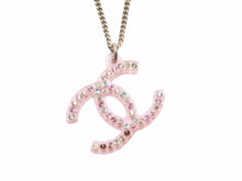 画像をギャラリービューアに読み込む, CHANEL シャネル ココマーク ロゴ ジュエリー ラインストーン ネックレス ペンダント 04A クリア ピンク ゴールド 中古 40757