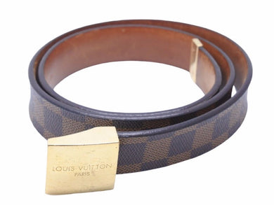 LouisVuitton ルイヴィトン ベルト ダミエ柄 エベヌ サンチュール キャレ 100/40 LB0034 ブラウン ゴールド 中古 40766