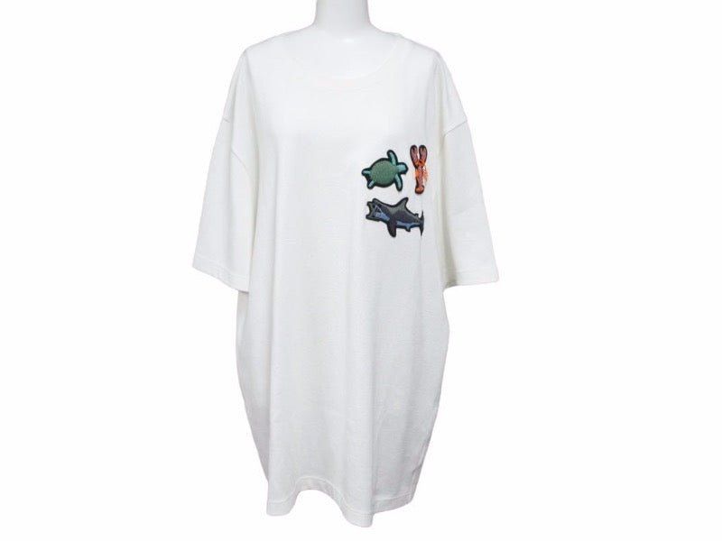 Louis Vuitton ルイヴィトン ビーズアニマルアンドモノグラムTシャツ ホワイト HLY03W コットン 新品同様 40781