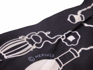 HERMES エルメス ツイリー グラントゥラララ ブラック ボルドー タグなし 85cm 中古 40813