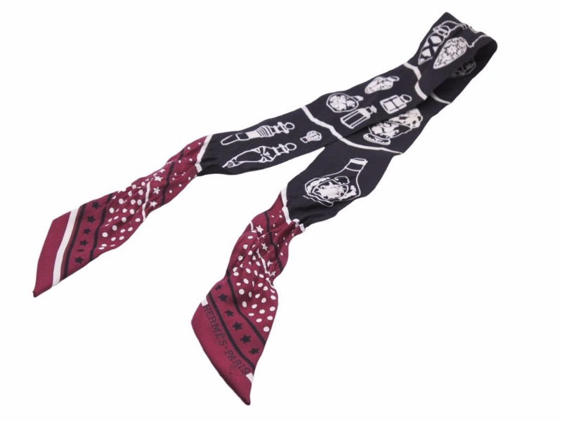 HERMES エルメス ツイリー グラントゥラララ ブラック ボルドー タグ  