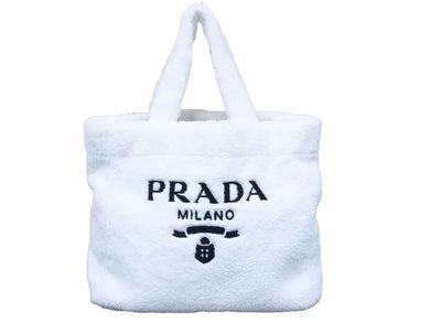 PRADA プラダ 21SS TERRY ハンドバッグ トートバッグ ホワイト ロゴ 1BG1302DXO 新品同様 40825
