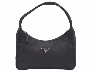 PRADA プラダ ホーボー MV515 ハンドバッグ ナイロン トライアングルロゴ ブラック 美品 中古 40873 正規品