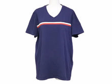 Load image into Gallery viewer, MONCLER モンクレール MAGLIA Tシャツ トップス Vネック ストライプ ワンポイント レッド ホワイト ネイビー サイズL 中古 40900