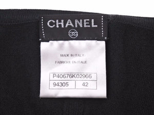 CHANEL シャネル 半袖Ｔシャツ P40676K02966 ココマーク リブ ブラック コットン シルク サイズ42 美品 40910