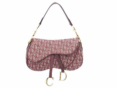 Christian Dior クリスチャンディオール トロッターサドルバッグ ワインレッド ゴールド金具 40933