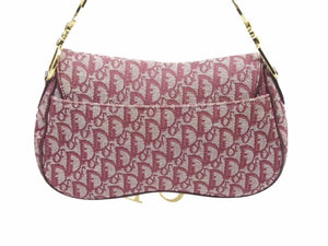 Christian Dior クリスチャンディオール トロッターサドルバッグ ワインレッド ゴールド金具 40933