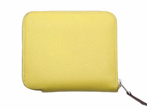 HERMES エルメス コインケース アザップコンパクトシルクイン エプソン イエロ- シルバー金具 C刻印 美品 40934