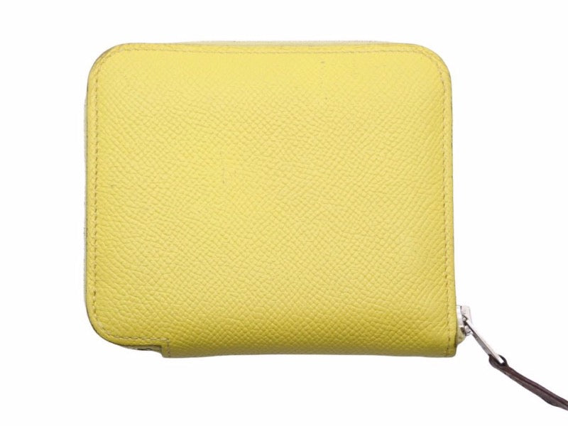HERMES エルメス コインケース アザップコンパクトシルクイン エプソン イエロ- シルバー金具 C刻印 美品 40934