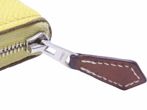 HERMES エルメス コインケース アザップコンパクトシルクイン エプソン イエロ- シルバー金具 C刻印 美品 40934