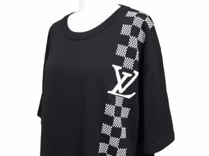 LOUIS VUITTON ルイヴィトン 21SS Tシャツ 半袖 ニット 21SS ダミエ ストライプ ジャガード ブラック 美品 40971