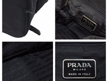 画像をギャラリービューアに読み込む, PRADA プラダ リュック チェーン バッグ バッグパック ナイロン 三角ロゴプレート ブラック レザー 中古 41011