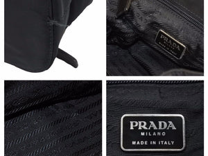 PRADA プラダ リュック チェーン バッグ バッグパック ナイロン 三角ロゴプレート ブラック レザー 中古 41011