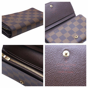 Louis Vuitton ルイヴィトン 二つ折り財布 ポルトモネ ビエ トレゾール ダミエ ブラウン CA0066 美品 中古 41019