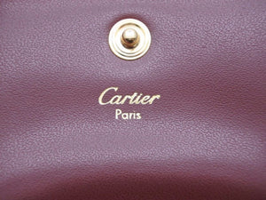 新品同様 CARTIER カルティエ コインケース マストライン ゴールド ボルドー ロゴ 財布 小物 カーフスキン 41030