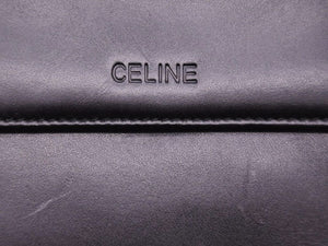 美品 CELINE セリーヌ 二つ折り財布 ロゴ ブラック 財布 レザー 小物 ウォレット 41040