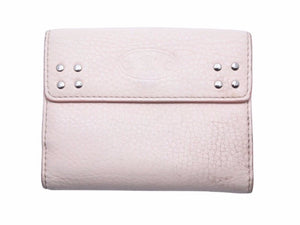 CELINE セリーヌ 二つ折り財布 コンパクト ウォレット 折り畳み財布 カーフスキン ピンク 中古 41041