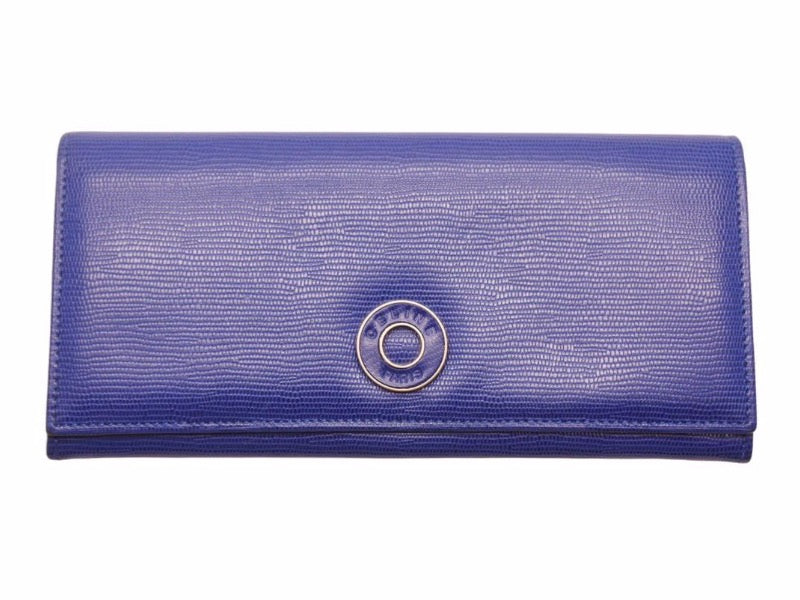 CELINE セリーヌ 長財布 サークルロゴ バイカラー ヴィンテージ ブルー レッド ウォレット 中古 41043