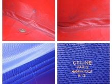Load image into Gallery viewer, CELINE セリーヌ 長財布 サークルロゴ バイカラー ヴィンテージ ブルー レッド ウォレット 中古 41043