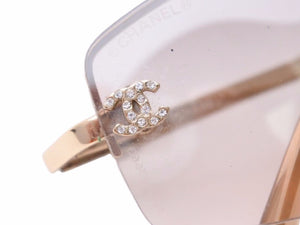 CHANEL シャネル サングラス メガネ 4093B 56□16 ブラウン ゴールド ココマーク ラインストーン 美品 41057