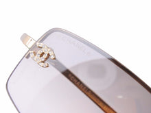 Load image into Gallery viewer, CHANEL シャネル サングラス メガネ 4093B 56□16 ブラウン ゴールド ココマーク ラインストーン 美品 41057