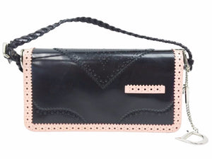 Christian Dior クリスチャンディオール ショルダーバッグ ロゴ トロッター ブラック ピンクベージュ レザー 美品 41134