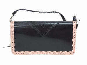 Christian Dior クリスチャンディオール ショルダーバッグ ロゴ トロッター ブラック ピンクベージュ レザー 美品 41134