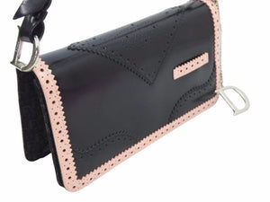 Christian Dior クリスチャンディオール ショルダーバッグ ロゴ トロッター ブラック ピンクベージュ レザー 美品 41134