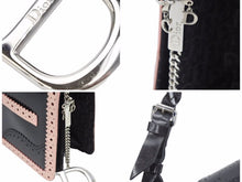 画像をギャラリービューアに読み込む, Christian Dior クリスチャンディオール ショルダーバッグ ロゴ トロッター ブラック ピンクベージュ レザー 美品 41134
