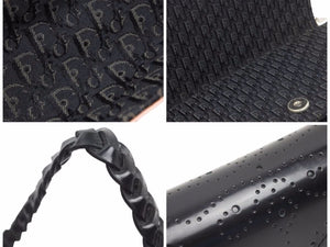 Christian Dior クリスチャンディオール ショルダーバッグ ロゴ トロッター ブラック ピンクベージュ レザー 美品 41134