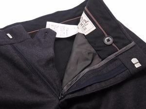 HERMES エルメス スラックス パンツ ウール 42 ブラック ネイビー メンズ 中古 41163