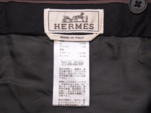 HERMES エルメス スラックス パンツ ウール 42 ブラック ネイビー メンズ 中古 41163