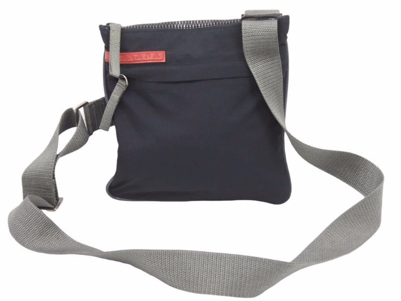 PRADA プラダ プラダスポーツ ショルダーバッグ ポシェット 斜め掛け ナイロン ブラック ブラック グレー 4VA032 美品 41182