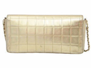 CHANEL シャネル チョコバー26 ショルダーバッグ 肩掛け ベージュ ターンロック ゴールド金具 良品 中古 41200